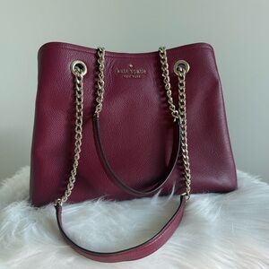 Kate Spade Deep Red Shoulder Bag with Chain Straps